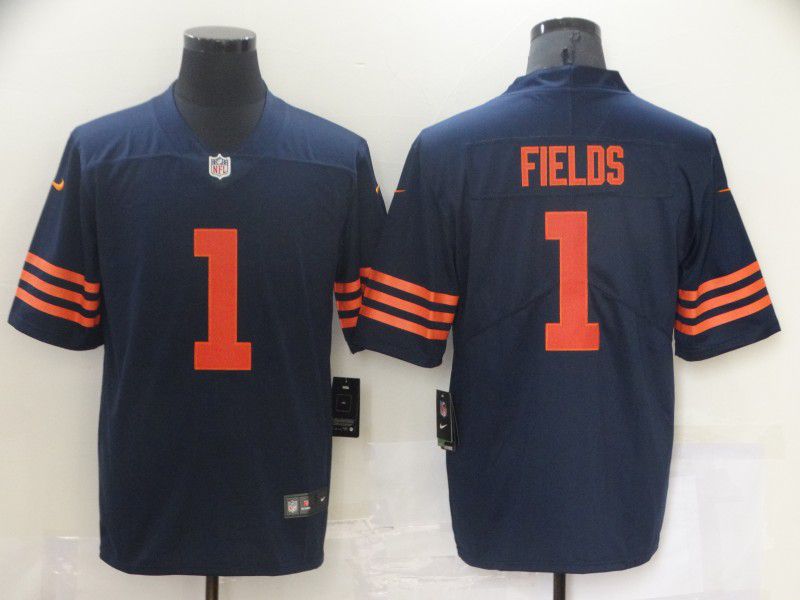 Men Chicago Bears #1 Fields Blue orange Nike Vapor Untouchable Limited 2021 NFL Jersey